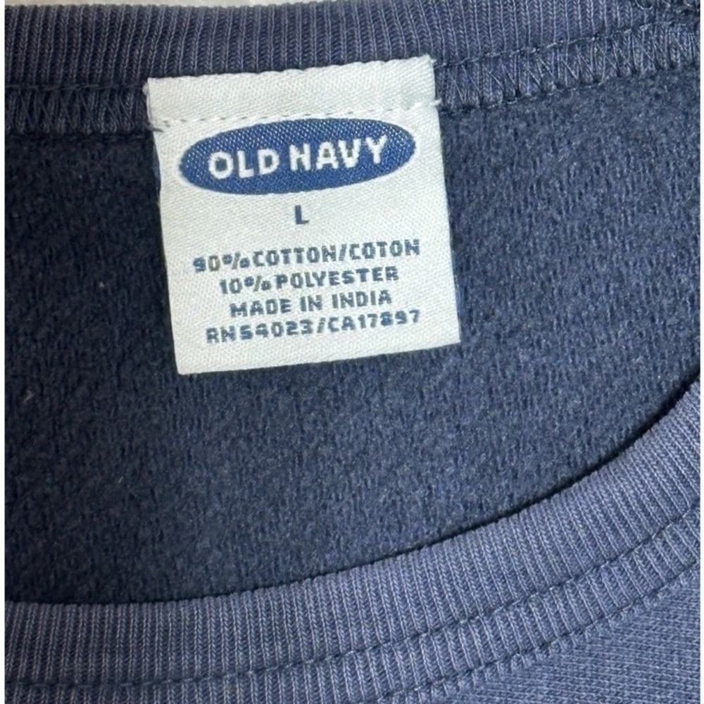 Y2K Old Navy Sweatshirt Athletic Graphic Raglan Mens Large Blue Heavy Weight - Picture 2 of 5